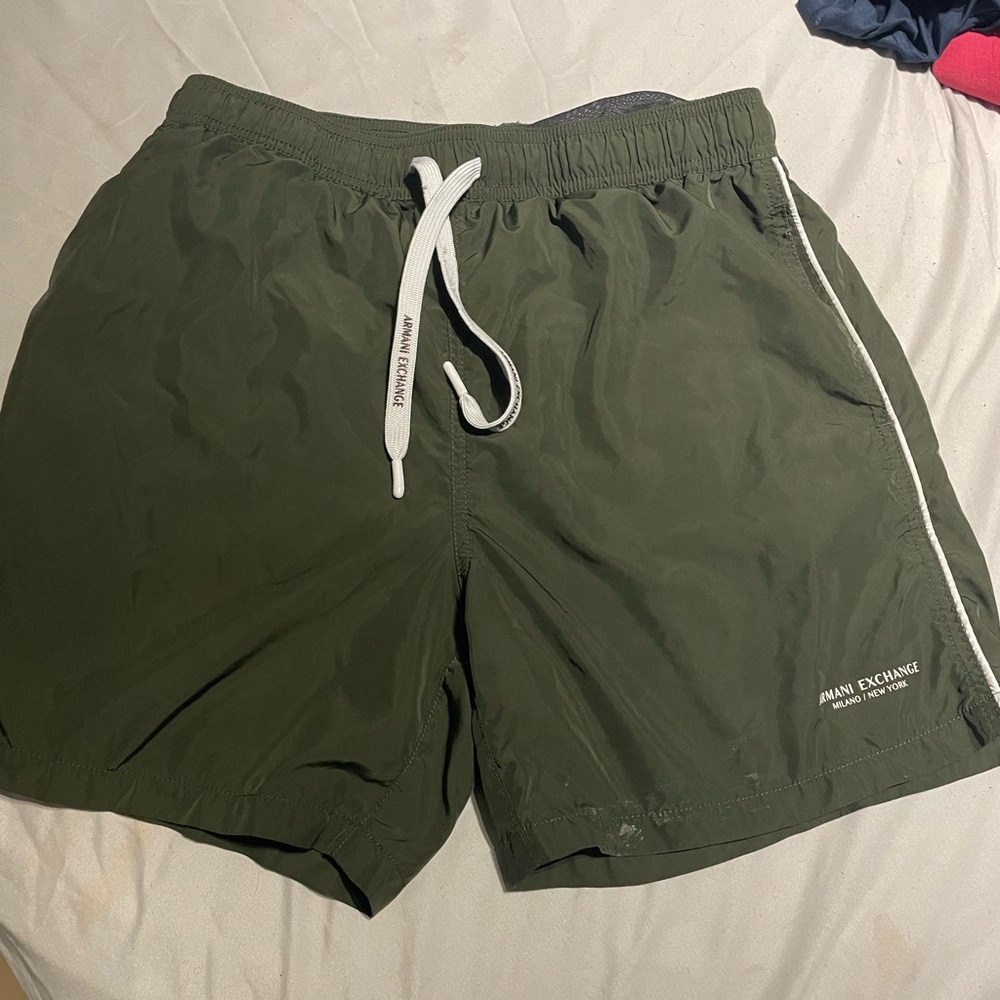 Armani Exchange Olive Green Swim Trunks